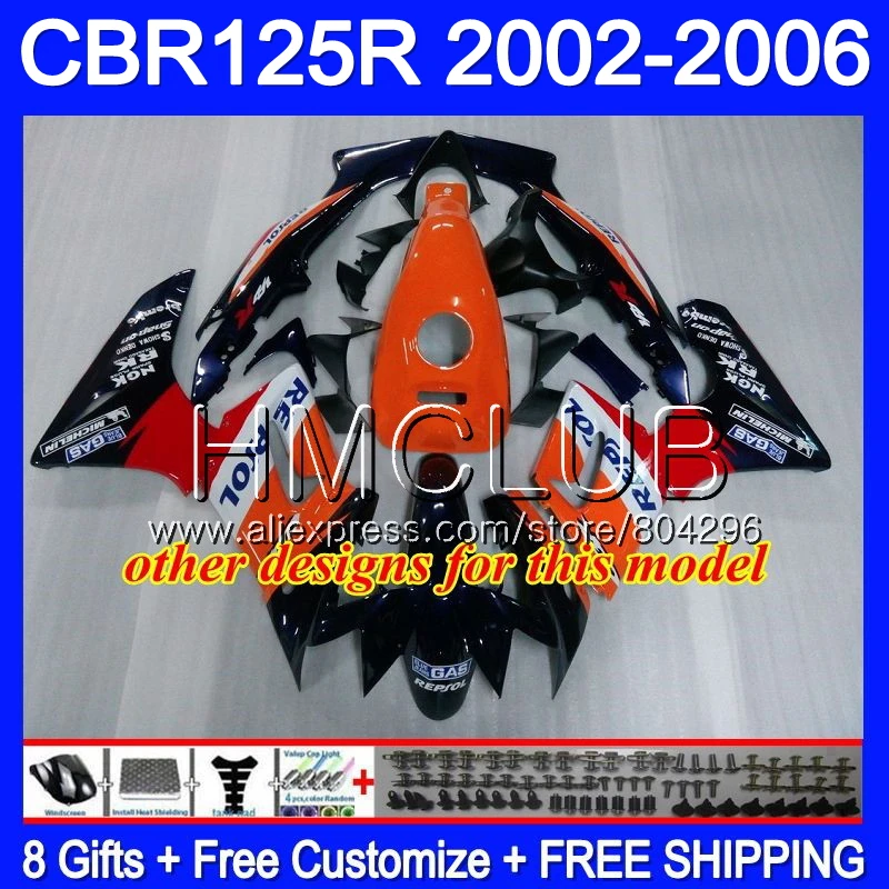 Корпус+ бак для HONDA 125CC CBR125RR CBR125R 02 03 04 05 06 75HM. 4 CBR-125R CBR 125R 2002 2003 2004 2005 2006 обтекателя