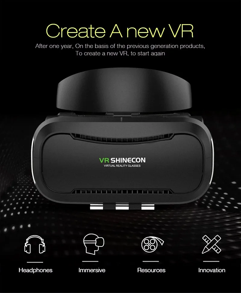 VR shinecon 4,0 3D очки виртуальной реальности очки VR BOX 2,0 google картон с гарнитурой для 4,3-6,0 дюймового смартфона