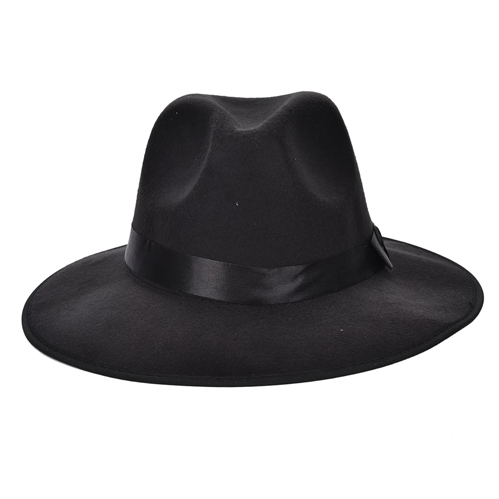 1 шт., черная модная кепка из Трилби Дерби, фетровая Кепка, шапки кофейного цвета для женщин и мужчин, унисекс, винтажная джазовая шляпа, прибл. Окружности головы 56-60 см - Цвет: Black