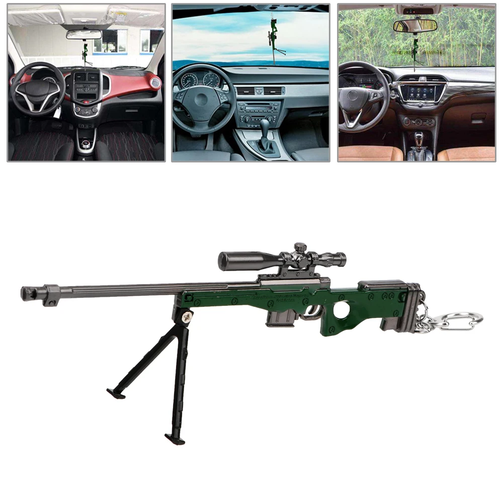 

Car Rear View Mirror Hanging Ornament Metal Toy Gun Weapon Models for Playerunknowns Battlegrounds Car Pendant Auto Decoration