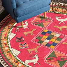 Большой размер, круглый ковер в китайском стиле, цветной принт, цветы, формы для гостиной, на стол, ковер, лист, Красный абстракция, ковер