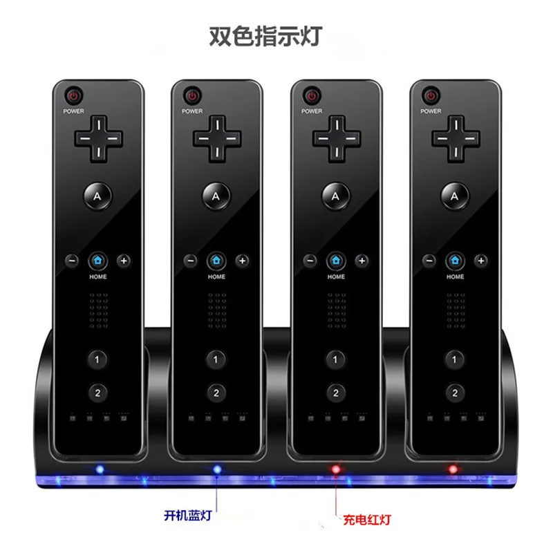 

NEW For Wii-Remote Controller N-switch Accessory Profession Wii-Battery Charger Dock Stand + 4 x 2800 mAh Rechargeable Batteries