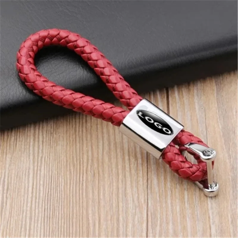 

Car Keychain For JEEP 3D Logo Business Keychain Braided Genuine Leather Zinc Alloy Car Key Ring Car Accessories