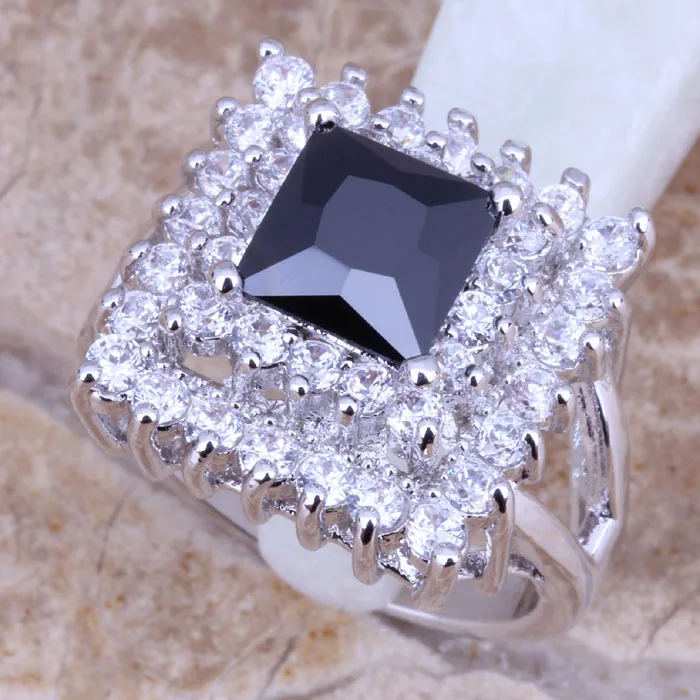 High Quality Fashion Jewelry Black Sapphire White Topaz Silver Free