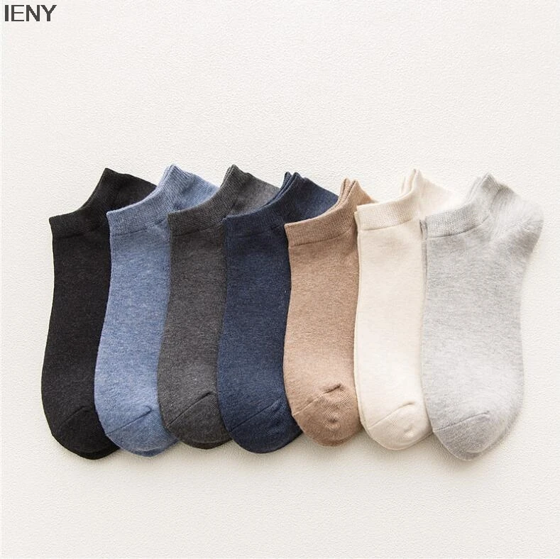 

IENY Spring and summer new thin section Cotton socks solid color men's short tube socks Sweat deodorant boat socks