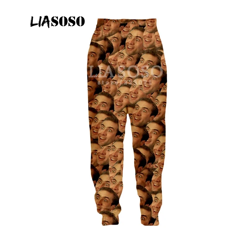 LIASOSO Осенние новые мужские женские модные штаны с 3D принтом звезды Николя клетка Брюки Спортивные Фитнес свободные хип хоп брюки B054-09