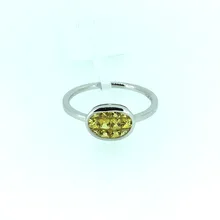 ANI 18K White Gold AU750 Women Wedding Ring 10mm Oval Natural Yellow Sapphire Ring Fine Enagement