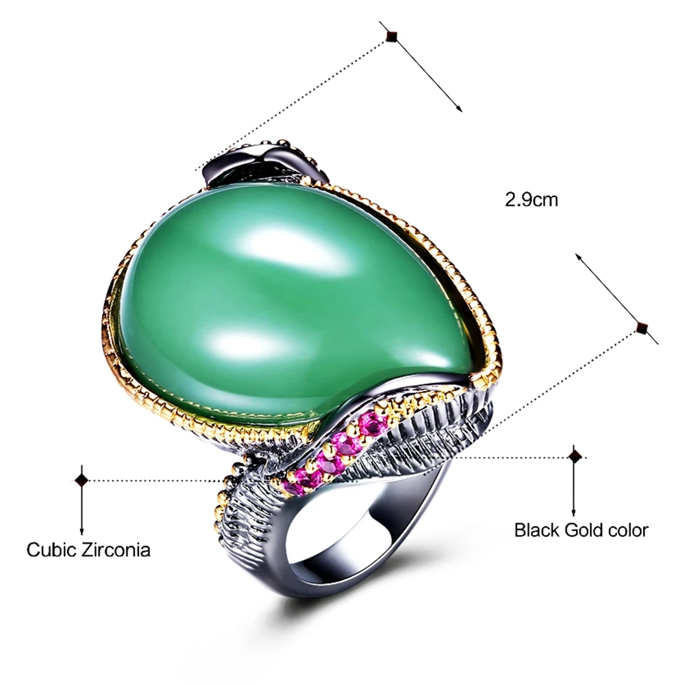 DreamCarnival 1989 рекомендуем Винтаж кольца для женщин Свадьба юбилей зеленый авантюрин фуксия циркония Золотой края WA11614