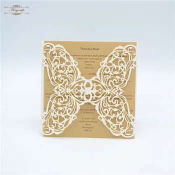 

Classical european style create laser cut wedding invitation cards cream