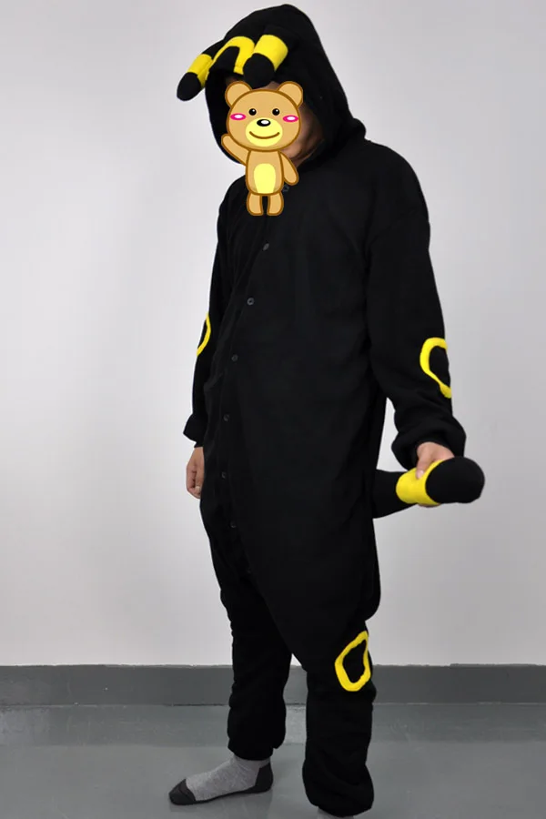 

Novelty Cosplay Cartoon Anime Pokemon Umbreon Adult Unisex Onesie Female Male Winter Party Pajama Costumes with EarsTails