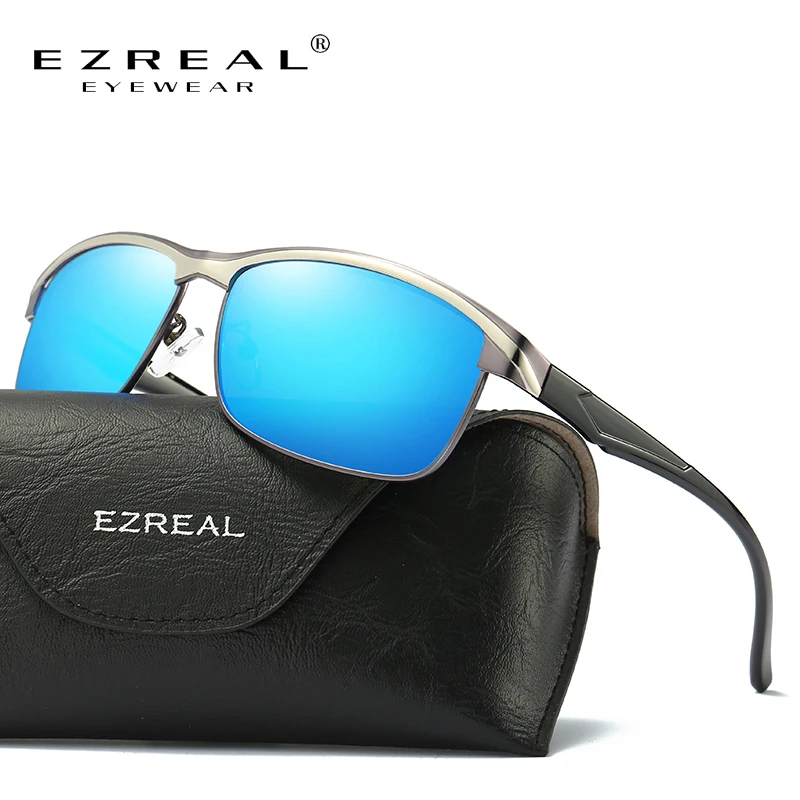 

EZREAL Mens Sunglasses HD Polarized Driving Sunglasses Colorful Mirror Lens Sun Glasses For Men Women With Case #379