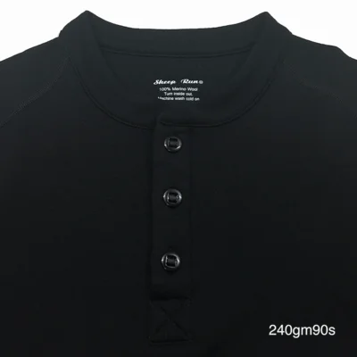 100% GM Huntsman Henley Мужская Мериносовая шерстяная Футболка Базовый слой с длинным