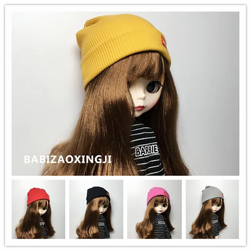 

1PCS Candy color Fashion Cool Knit Hat for Blyth 1/6 Dolls accessories clothes for dolls girls toys