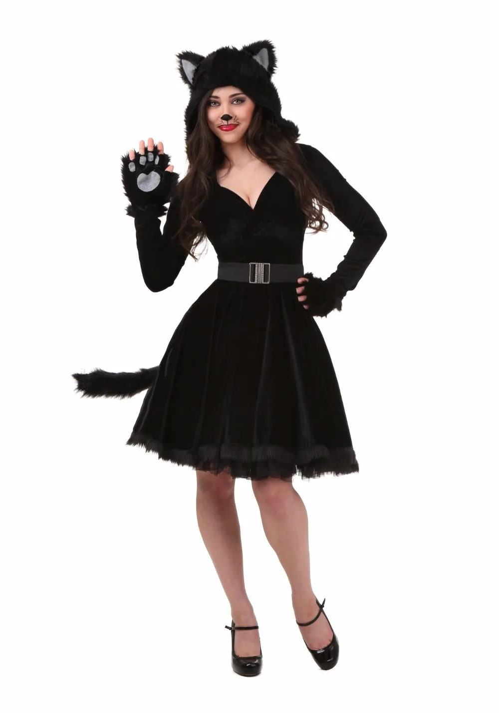 Костюм черного кота для взрослых на Хэллоуин для мужчин и женщин, костюмы для косплея, милый костюм животного, одежда для сцены