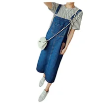 

New Fashion Summer Denim Dress Casual Sexy Denim Loose Strap Casual Long Denim Dress Blue Overalls Jeans Dress Vestido