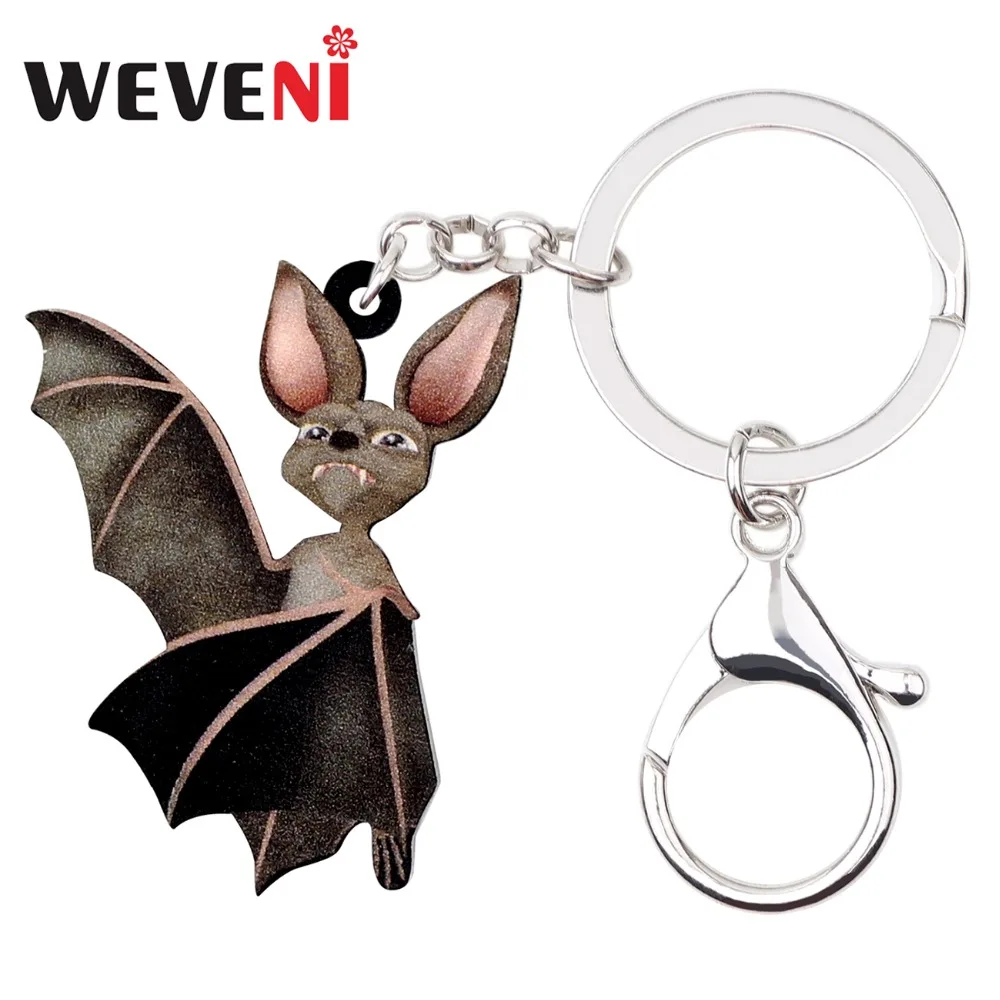 

WEVENI Original Acrylic Halloween Anime Bat Key Chains Keychains Holder 2018 Animal Jewelry For Women Girl Bag Car Charm Gift