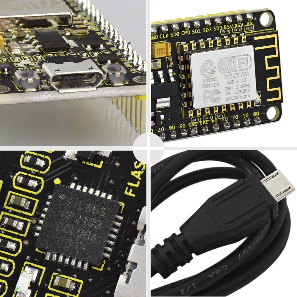 Keyestudio ESP8266 WI-FI Development Board  +1M Micro USB Cable For Arduino (Chip is CP2102-GMR)