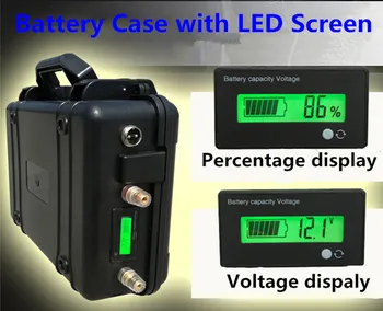 

high quality Portable 12v battery ABS case with LED screen bold copper terminal and aviation plug discharge port CASE ONLY