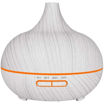 

300ml Electric Humidifier Aroma Oil Diffuser Ultrasonic White Wood Grain Air Purifier with 7 colors LED Lights for home EU Plu