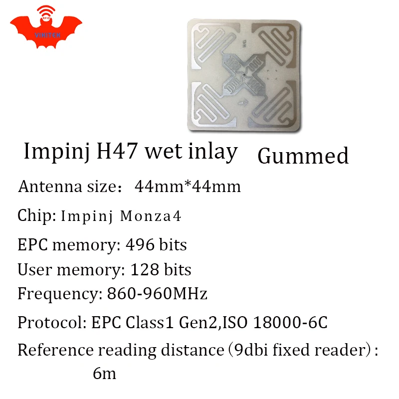 Rfid-теги UHF стикер Impinj H47 влажная инкрустация 915mhz868mhz 860-960 MHZ Higgs3 EPC 6C 50 шт. клей пассивный RFID этикетка