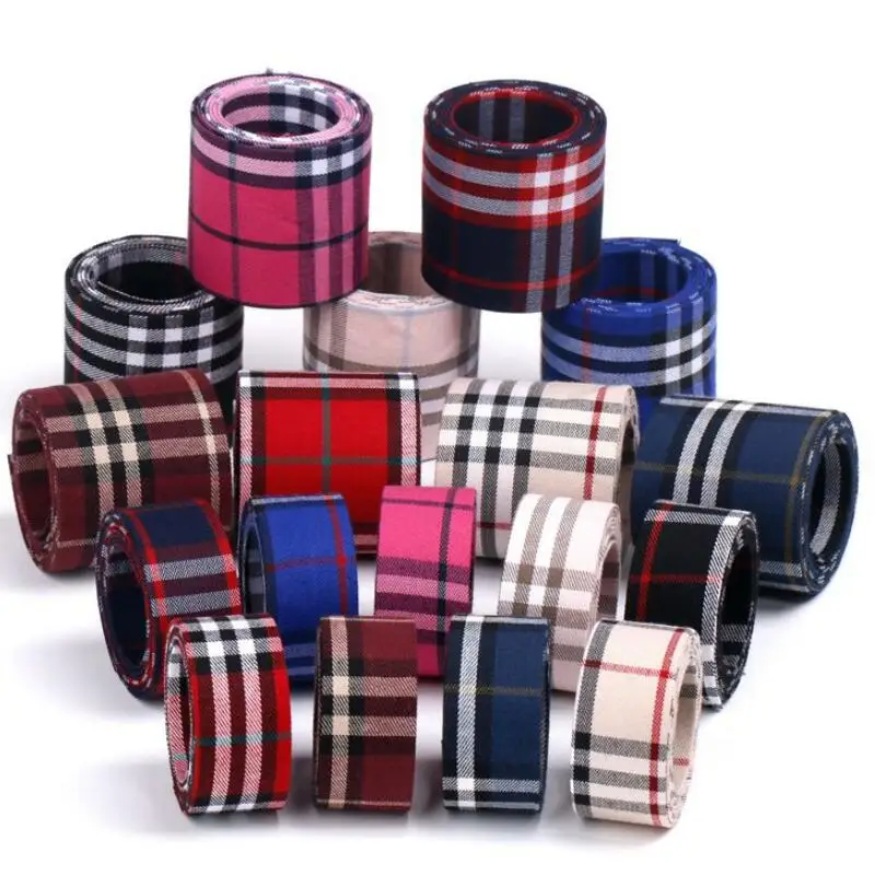 

10 Meters Plaid Tape Fabric Ribbon Chrismas Wedding Party Prom Decoration Cake Wrap Ribbons DIY Apparel Sewing