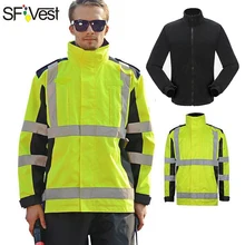 SFVEST OIL TEARING RESISITANCE WATERPROOF WINDPROOF WINDBREAKER THERMAL WINTER REFLECTIVE SAFETY JACKET PARKA FREE SHIPPING