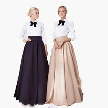 Шикарные Длинные Сатиновые женские юбки в стиле ампир, изящные женские юбки с высокой широкой талией, невидимая молния, длина до пола, юбки макси, Saia