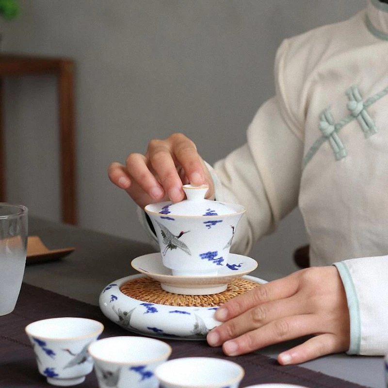 PINNY 110 мл синий и белый фарфор Gaiwan керамический чай Tureen горшок с подшипником