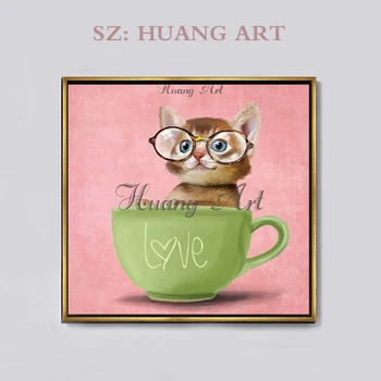 

Poultry cat elephant pig dog hand-painted oil painting the large mural miniature animals is a family to decorate the hotel and h