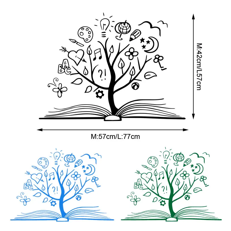 Книжное дерево, наклейка на стену, Виниловая наклейка для библиотеки и школы, уникальный домашний художественный декор, украшение для читальной комнаты, Съемные Фрески, детские комнаты, SK13