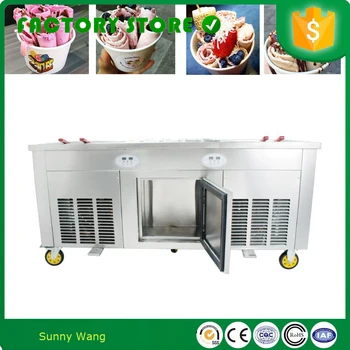 

square flat pan commercial fried ice cream roll making machine ice cream machinery portable ice maker with 10 cooling tanks