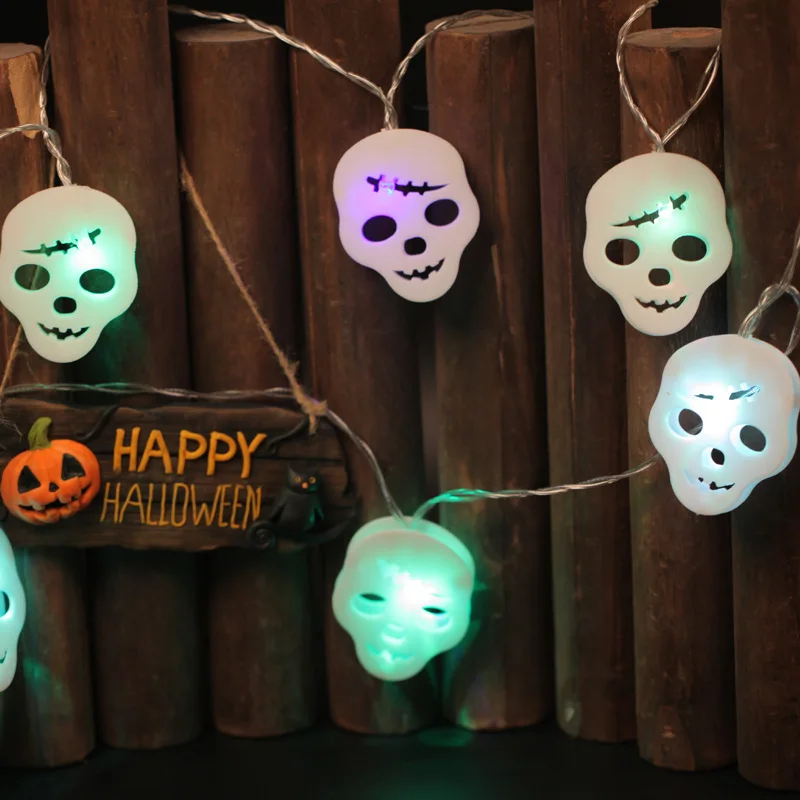 Halloween LED Pirate Skull Light String Holiday Lamp Decor Battery Box