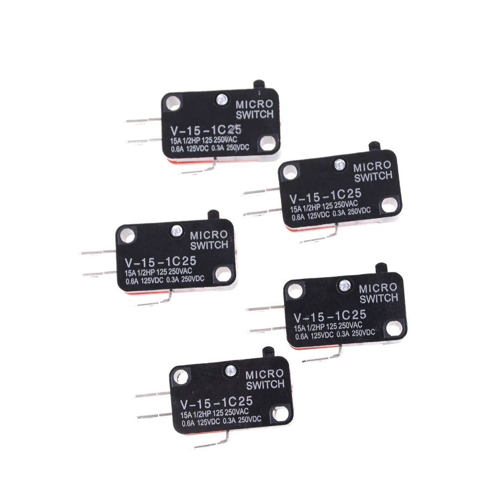 

250V 16A Microwave Oven Door Arcade Cherry Push Button SPDT 1 NO 1 NC Micro Switch V-15-1C25 5pcs/lot