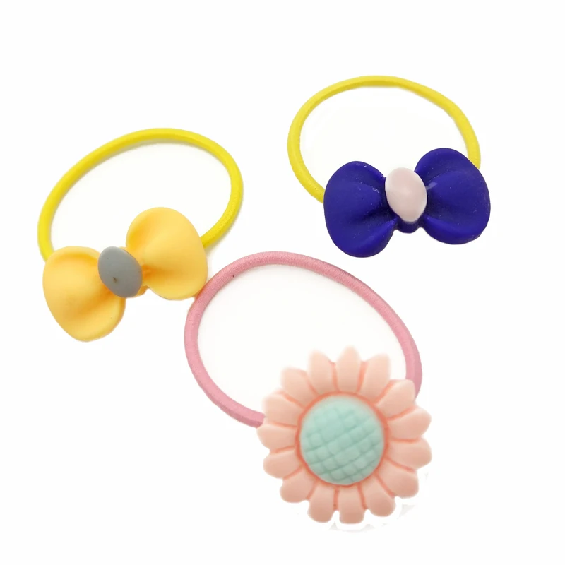 

5Pcs/Pack Hair Accessories Cute Bowknot Sunflower Elastic Hair Rubber Band Kid Ponytail Holder Headband Ties Gum Size 3CM