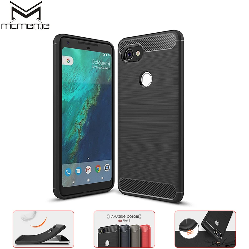 

MCMEME For Google Pixel 2 XL Case Luxury Brushed Carbon Fiber Dirt Resistant Fitted Phone Bags Case For Google Pixel 2 2XL Cover