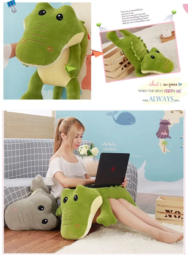 Dorimytrader 2018 Cuddly Soft Animal Crocodile Plush Pillow Stuffed Cartoon Lying Alligator Toy Doll 90cm 110cm DY61983 (13)
