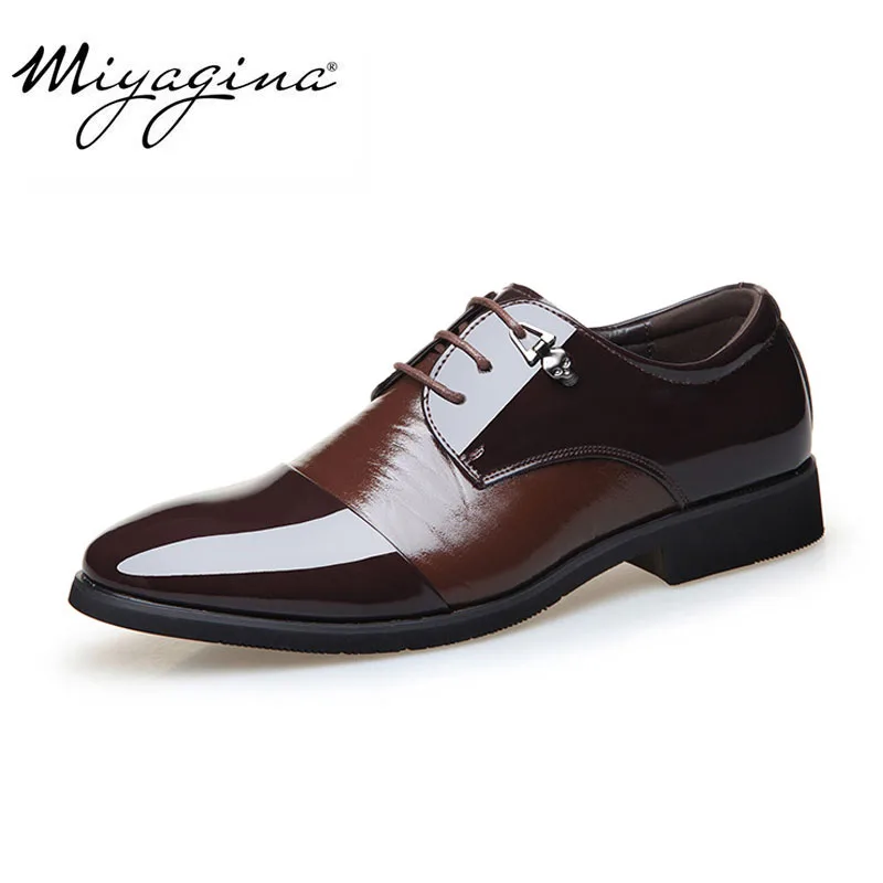 

MIYAGINA New Men Leather Oxford Shoes 100% Genuine Leather Men's Dress Shoes Business Flat Shoes Breathable Men's Wedding Shoes