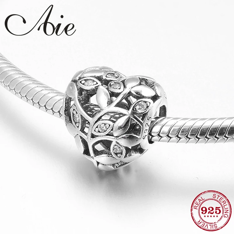 

Authentic 925 Sterling Silver sparkling CZ Tree of heart beads for Jewelry making Fit Original Pandora Charm Bracelet