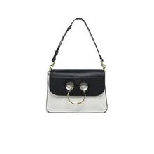 2016 The new autumn and winter Genuine leather women handbag Fashion concise iron Ring buckle Lady Tote shoulder Bag saddle Bag