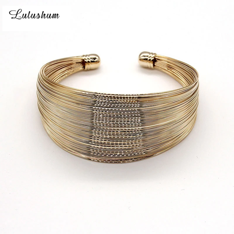 

SANYU Double Multi-layer Open Bracelet Femme 2019 New Style Fashion Glod Shiny Alloying Bangles Women Honorable Jewelry BR-1639