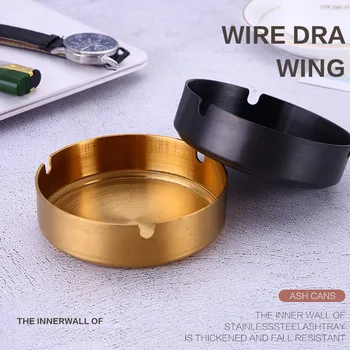 

Stainless Steel Ashtray for Cigarettes Rose Gold Black Silver Color Ashtrays Home Desk Decoration Novelty Items
