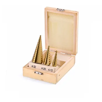 

3Pcs 4-12/20/32mm Spiral Flute The Pagoda Shape Hole Cutter HSS Steel Cone Drill Bit Set HSS tool Accessories