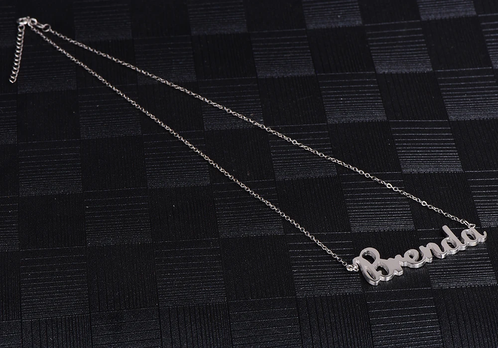 RainMarch Stainless Steel Customiz Name Necklace Women Personalized Necklaces Silver Color Custom Pendant Necklace Dropshipping (4)