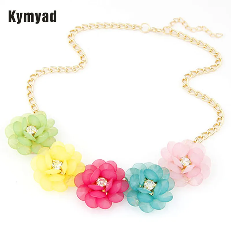 

Kymyad Fashion Jewelry Elegant Resin Flower Necklace Choker Necklace Women Collar Necklace Gold Jewelery Necklace Wholesale