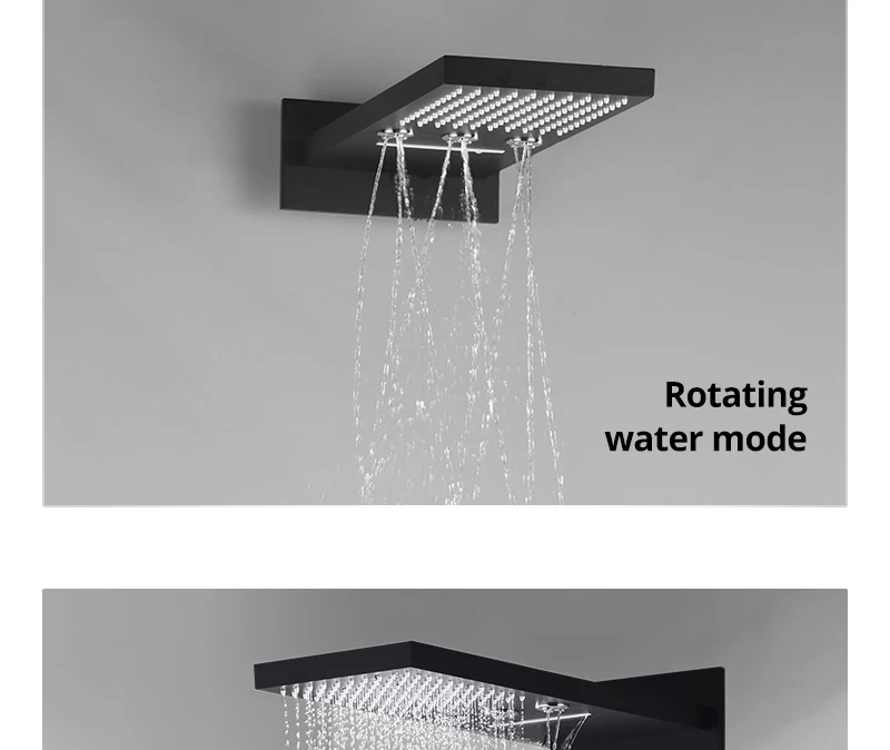 Rotating Water Led Shower Set 22 Waterfall Controller Black Shower System Massage Bath & Shower Faucets  (10)
