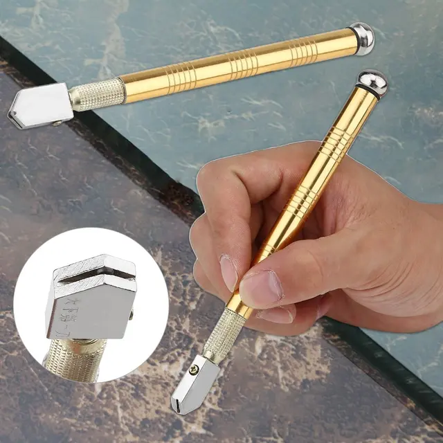 Professional Cutting Craft Glazing Tool Metal Handle Steel Glass Rhinestone Self-lubricating Oil Feed Tipped Glass Cutter
