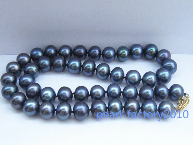 

19" 18" 10-11 MM SOUTH SEA NATURAL black PEARL NECKLACE 14K GOLD CLASP (0926)
