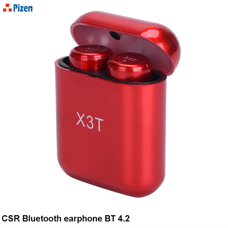 

PIZEN wireless bluetooth earphone X2T pro x3t Mini EARPHONES Bluetooth 4.2 red for women lady for the car for iphone bluetooth