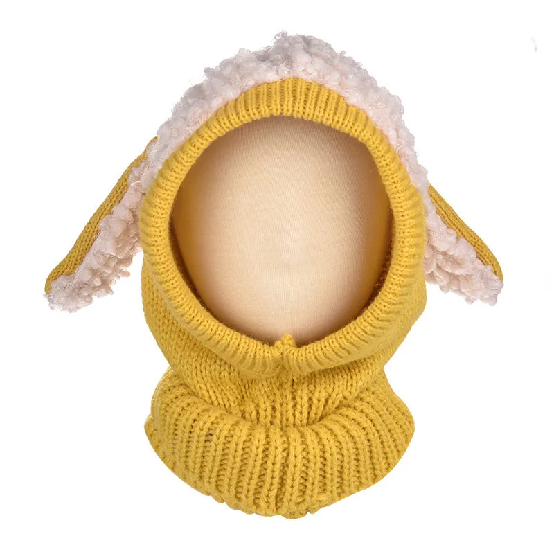 Горячая Распродажа дети милые вязаная шапка плащ шарф Мода Earflap Bunny Ears рукавом Теплый Кепки для ребенка