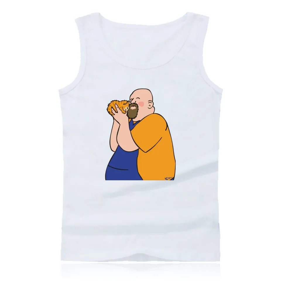

Father-in-law With Funny Cat Sleeveless Mens Bodybuilding Tank Tops Summer White Tank Top Men Fashion Casual Plus Size 4XL Vest